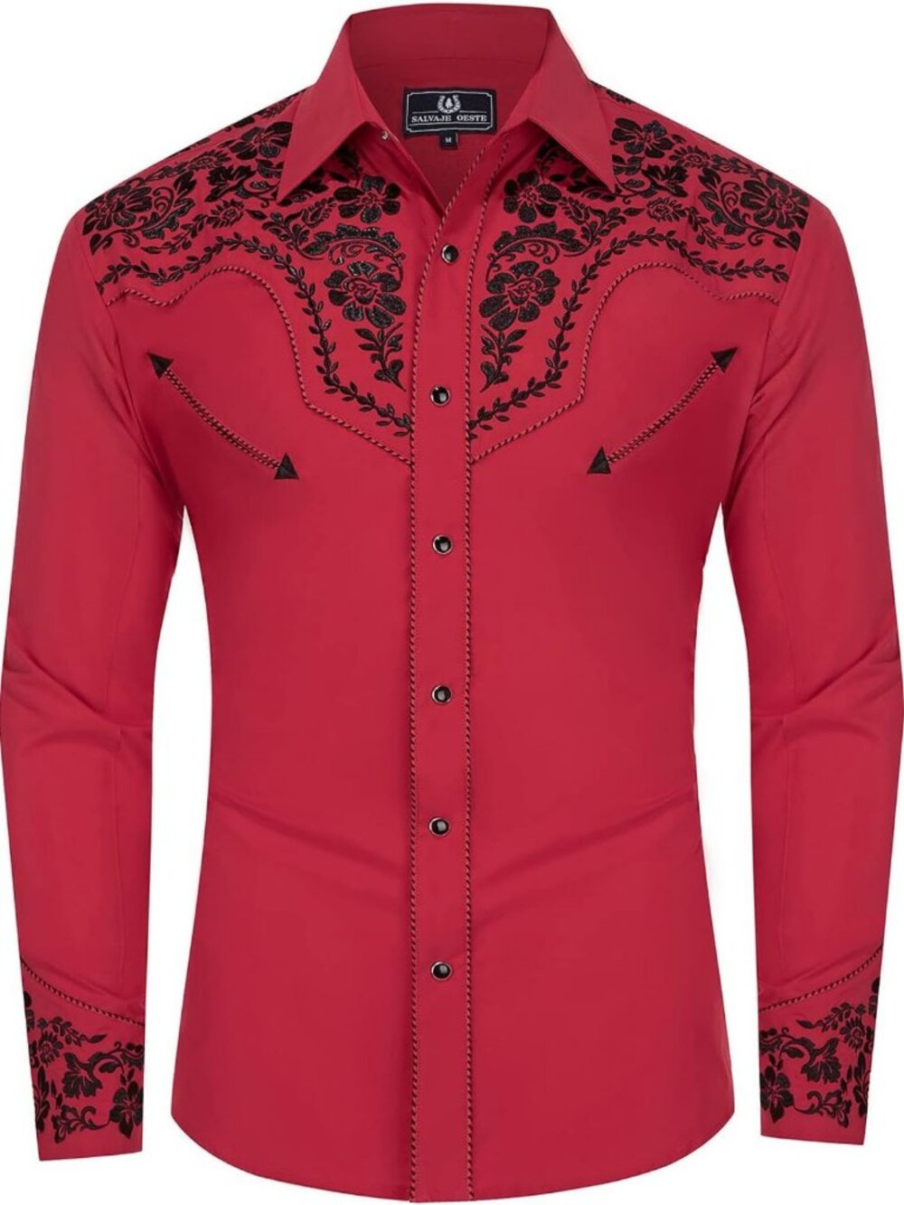 Embroidered Western Cowboy Shirt for Men | Snap Button Long Sleeve Top